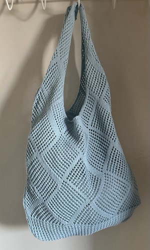 Knitted bag blue shopping - bag,