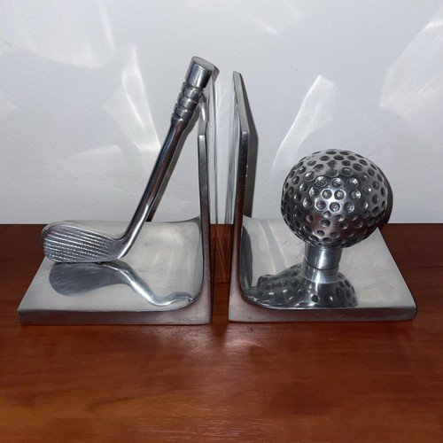 Metal golfing bookends - metal, golf