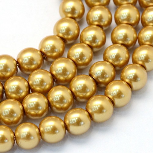 Gold glass pearl 6mm round - 6mm,