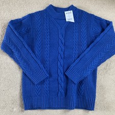 Ladies NEXT Blue Patterned Chunky Knit Jumper Autumn Winter Size S SMALL Cosy!