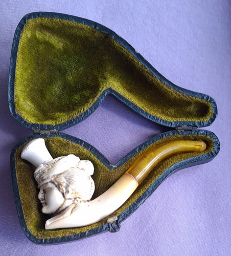 Antique meerschaum pipe with - meerschaum,