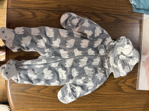 Gray white bear - white, print