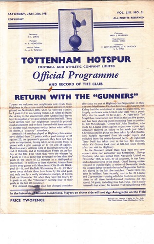 1960 1961 tottenham - ,