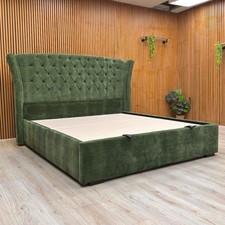 Highgrove ‘Dorian’ Moss Fabric Floor Headboard End Lift Ottoman Bed Super King