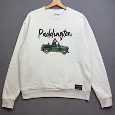 ZARA PADDINGTON Sweatshirt Medium White Bear Pullover Car Crewneck Jumper RARE