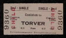 BTC (M) CONISTON to TORVER 2nd Class Child Single Railway Ticket