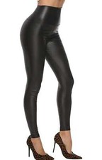 Ladies Latex Vinyl Shiny Wet Look Leggings PVC PU High Waisted Stretch  Leggings