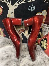 Gucci Patent Square Toe Patent Shoes Red 39 1/2 With box And Dust Bag exc cond 