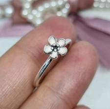 Genuine Pandora Silver Pink Enamel Cherry Blossom Ring  Size 52 ? 925 ALE