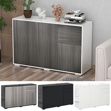 High Gloss Push-Open Side Cabinet W/ 2 Drawer, 2 Door Cabinet for Home Office