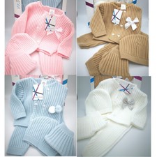 BABY SPANISH KNITTED OUTFIT WARM UNISEX PRAM SET BOXED GIFT SET GIRLS BOYS 0-3M