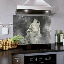 Glass Splashback Kitchen Tile Cooker Panel ANY SIZE Paint Sketch Wild Wolf  0331
