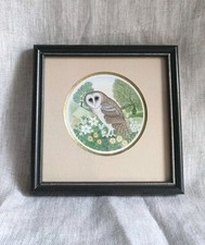Vintage 1980 Village Green Wildlife Miniature Barn Owl Print By Sharon Jervis