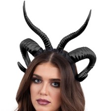 Halloween Fancy Dress Double Demon Horns Black Devil type Horns by Smiffys