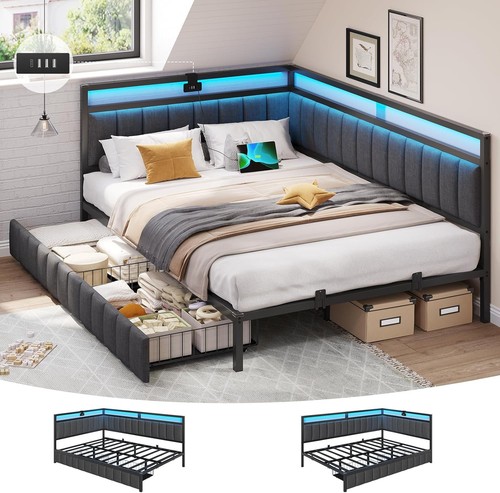 Double bed frame with - bed,
