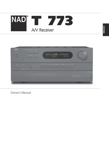 Owner manual for nad t773 - manual,