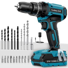 MHPro Cordless Drill Driver 21V Hammer Drill 2000mAh Battery 24PCS Bits DIY