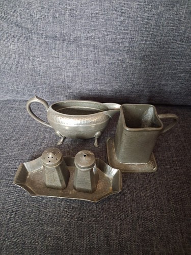 Collection pewter ware items - a,