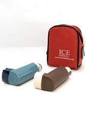 Red ICE Medical 2 Inhaler Medication Bag Case (Small) - Asthma, Travel, Home