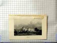 Original Old Antique Print