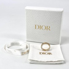 Christian Dior Crystal Ring Gold Plated Paris Logo Size 10 with Box Vintage