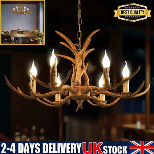 Retro brown antler - brown, chandelier