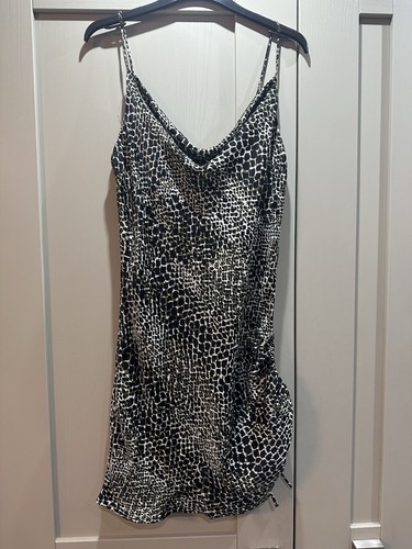 Animal print slip dress cowl - animal,