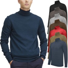 Mens Cable Knitted Casual Warm Jumper Roll Neck Pullover Warm Jumper Sweater Top