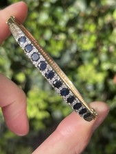 9ct gold Sapphire & diamond Victorian style incredible bangle 11.2 Grams