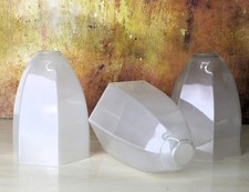 3 Lampshades Antique Glass Edwardian Shades Hexagonal Opaque Early 20th C.