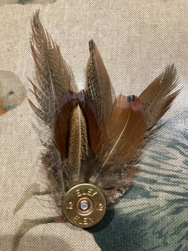 Pheasant feather brooch hat - feather,