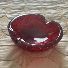Vintage Retro Red Glass Ashtray Whitefriars  1970s