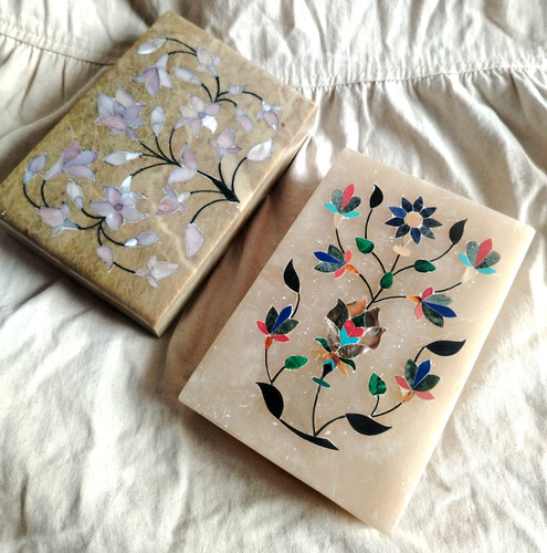 Vintage inlaid trinket boxes - vintage,