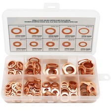 200 PCS Assorted Washers Solid Copper Car Engine Crush Seal Flat Ring Gasket Set