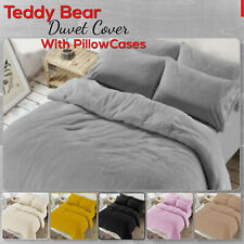 Duvet Cover Teddy Bear Fleece with Pillowcases Bedding Set in Single Double King