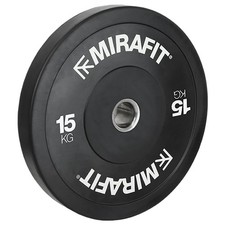 Mirafit 1 x 15kg Black 2" Olympic Rubber Bumper Plate Weight Lifting Disc #993