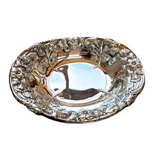 Yeoman Silver Plated Decorative Dish Ornate Floral Design Made in England Vtg