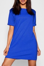 Women Oversize Baggy Plain Classic Elegance Ladies Short Sleeve Tunic Mini Dress