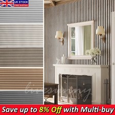 Wooden Slat Panelling Wallpaper 3D Wood Panel Effect Stripes Wall Paper 1-6Roll_