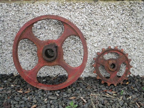 Antique pulley cog - antique,