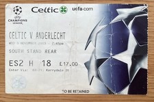 Celtic v Anderlecht Football Ticket UEFA Champions League 5 Nov 2003