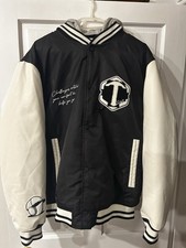 Classic Stylish Zara Men’s Black & White Baseball Jacket - Faux Leather - XL