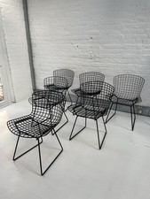 Bertoia Vintage Genuine Knoll Studio Black Wire Chairs X 6