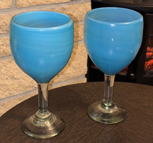 Hand blown blue - chunky, wine