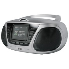DAB+ DAB FM Radio Boombox Speaker Clock CD Player Headphone USB AZATOM Z4 Silver