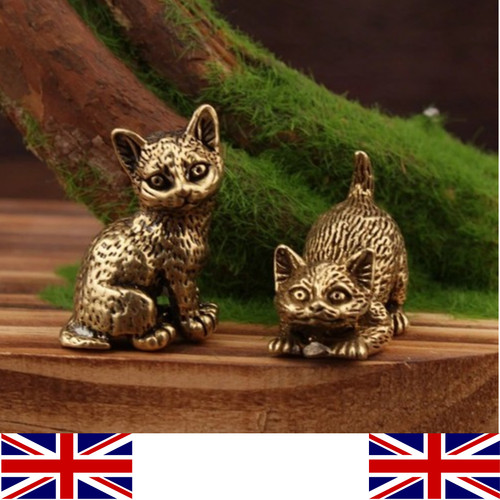 Vintage brass mini cat - brass,
