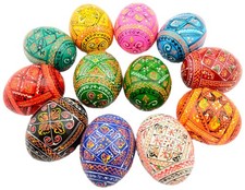 12 Wooden Ukrainian Pysanky