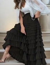 Black Tulle Maxi Skirt With