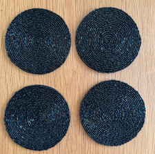John Lewis Beaded Round Coasters in Black x 4