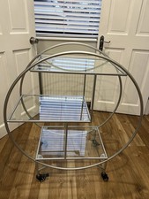 Silver Round Drinks Trolley / Bar Cart Cocktail Serving Trolley